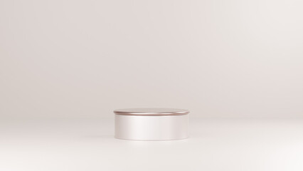 Premium beige gold color 3d rendering mockup template of round podium in landscape