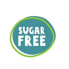 Green badge. Sugar free. Hand drawn design. Graphic vector illustration on white background.