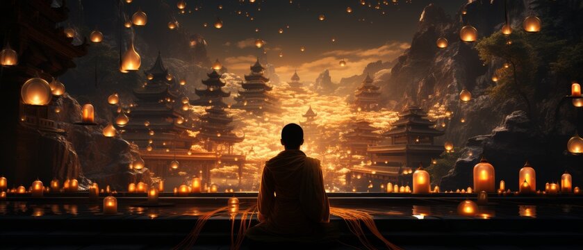 Serene Sunset at Makha Bucha Celebration