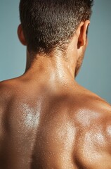 Naklejka premium A person with sunburn on their back, a photograph of the skin discoloration caused by ultraviolet rays from sunlight. generative ai