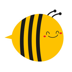 Bee bumblebee honeybee. Cute cartoon kawaii funny character. Yellow black flying insect icon. Happy Valentines Day. Card Sticker print. Childish style. Flat design. White background. Isolated. Vector