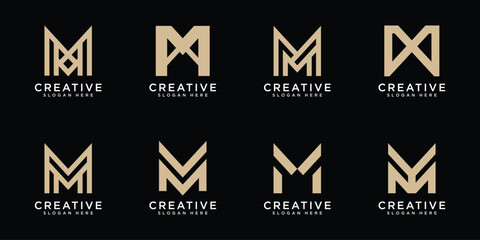 set of initials letter M abstract logo vector design