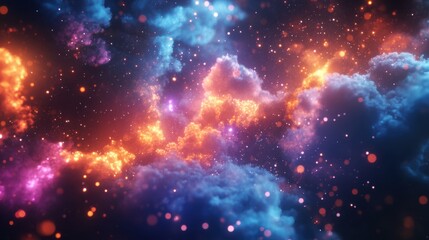 Obraz premium Neon-infused abstract background featuring dynamic swirling particles,