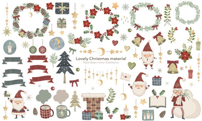 いろんなクリスマスの手描き素材セット
