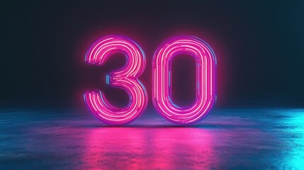 Glowing neon numbers in pink and blue hues featuring the number 30