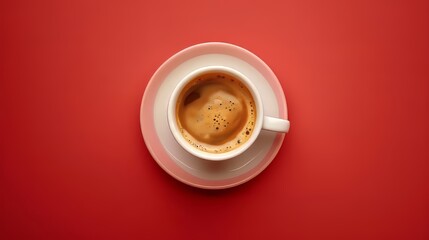 A cup of coffee shot from above