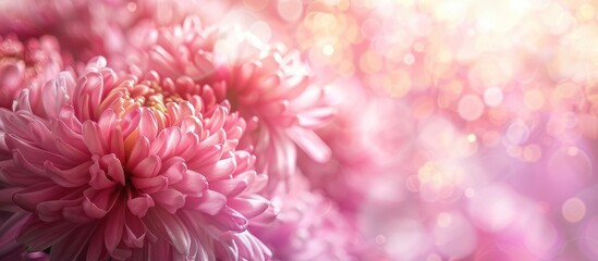 Close Up Of Pink Chrysanthemum Blossom On Spring Season