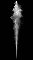 Smoke trail, thin and swirling with intricate details, white smoke on a dark backdrop