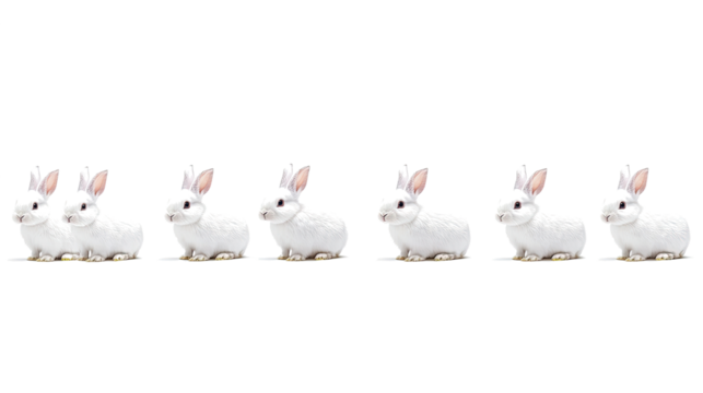 Charming Collection of White Rabbits Isolated on a Clean Background Generative AI