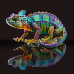 Obraz premium Gift a friend a multicolor chameleon spectral with a delightful Abstract Art