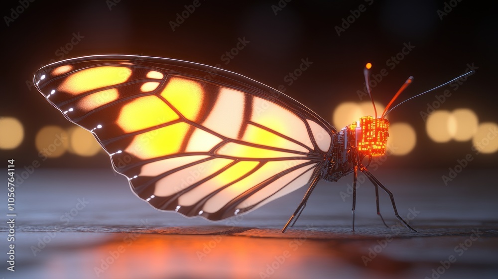Poster futuristic butterfly a stunning blend of nature and technology showcasing innovation in design and a