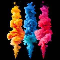 Fototapeta premium Abstract multi color smoke art illustrations set on black background