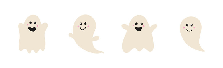 Collection of Halloween ghost icons. Vector illustration