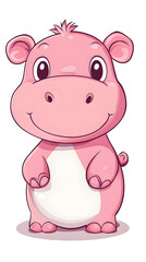 Naklejka premium Cute pink hippo