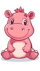 Naklejka premium Cute pink hippo