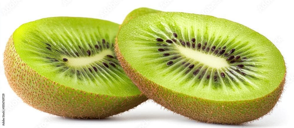 Poster Closeup Of Kiwi Fruit Isolated On White Background With Clipping Path