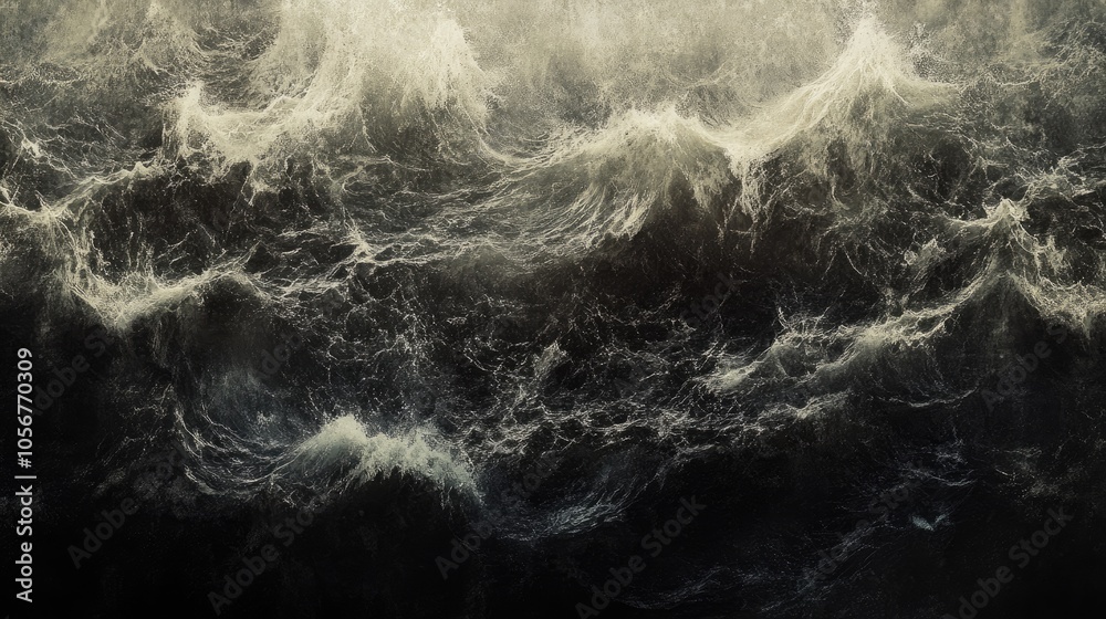 Poster a textured backdrop showcasing the rough ocean waves