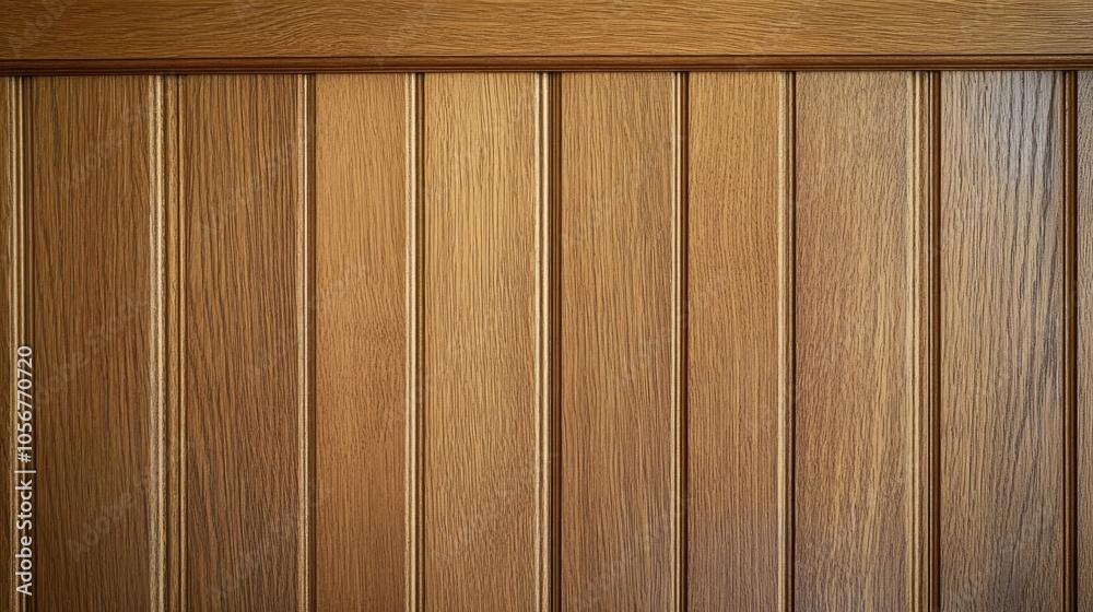 Poster a close up view of oak paneling featuring a warm honey toned finish the natural grain and subtle mat
