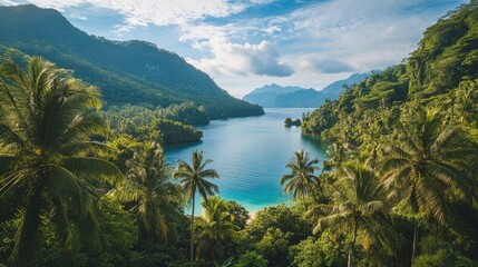Discover the serenity of a tropical haven with lush palm trees and pristine waters enveloping secluded islands