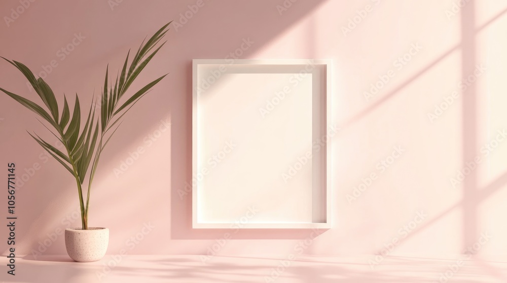 Poster Minimalist white frame on a soft gradient background featuring clean lines and a contemporary aesthetic