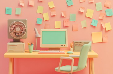 retro computer desk arrangement, Generative AI