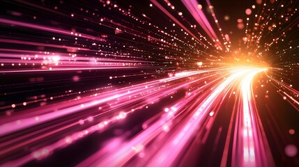 Fototapeta premium Abstract Light Tunnel with Pink and Orange Lights. Illustration background for presentation 