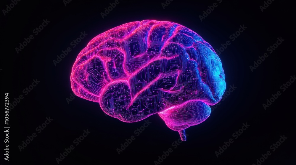 Poster Exploring the neural network a vivid representation of the human brain in futuristic design