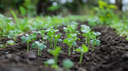 Fresh sprouts emerge from rich soil symbolizing the essence of spring