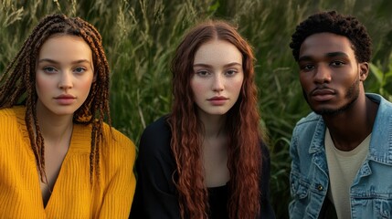 Obraz premium Diverse portraits of individuals in an outdoor setting