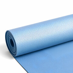 a half rolled yoga mat isolated on white background