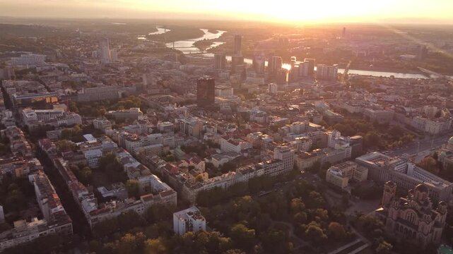 High angle view of Belgrade, capital of Serbia.