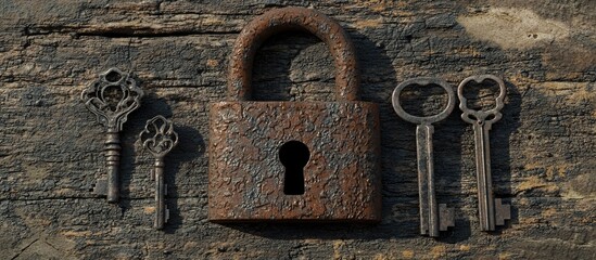 Ancient Padlock And Keys