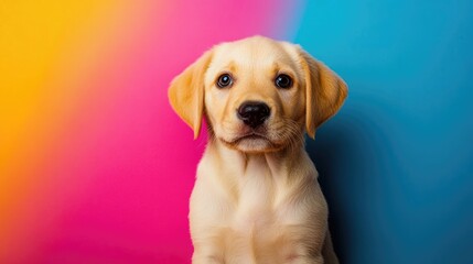 Adorable Puppy Portraits Set Against Vibrant Backgrounds