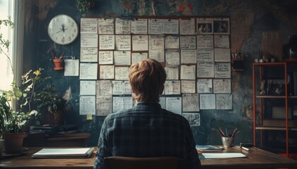 Freelancer Planning Weekly Schedule at Home Office with Motivational Quotes on Wall, Work Life Balance, Time Management, Productivity, Remote Work, Home Office Decor, Inspiration, Goals, Success