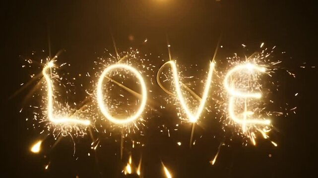  Love text sparkler. Valentines day concept. generative ai 