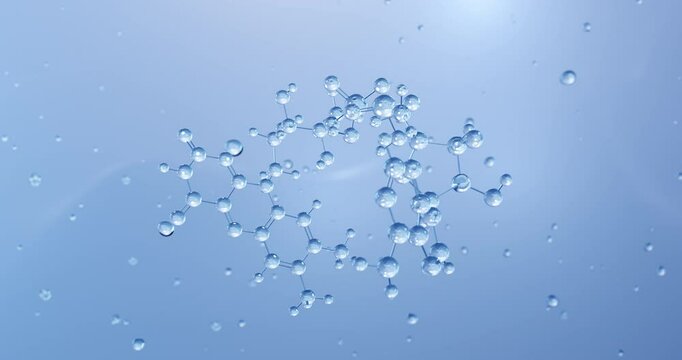 Flavin adenine dinucleotide rotating molecular structure, 3d model of molecule, redox-active coenzyme, looped video