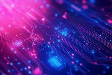 Obraz premium Abstract Circuit Board with Glowing Lines