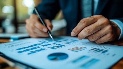 A Close-Up of a Hand Pointing at a Business Graph