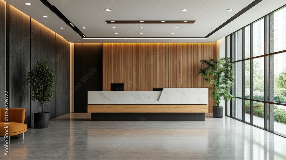 Poster Office lobby reception with side view