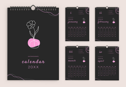 Creative Wall Calendar Design Layout Template