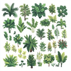 Vibrant Tropical Plants Illustrations