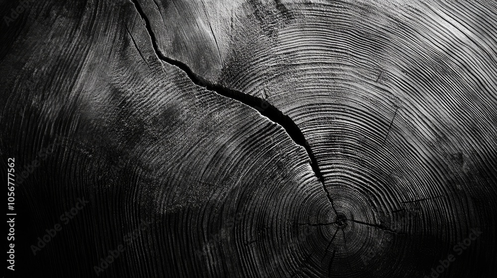 Poster a monochromatic image showcasing wood grain in a deep color palette