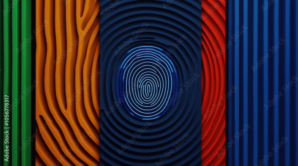 Poster Intricate patterns of waves and lines featuring a central blue ripple design symbolizing unity and connection