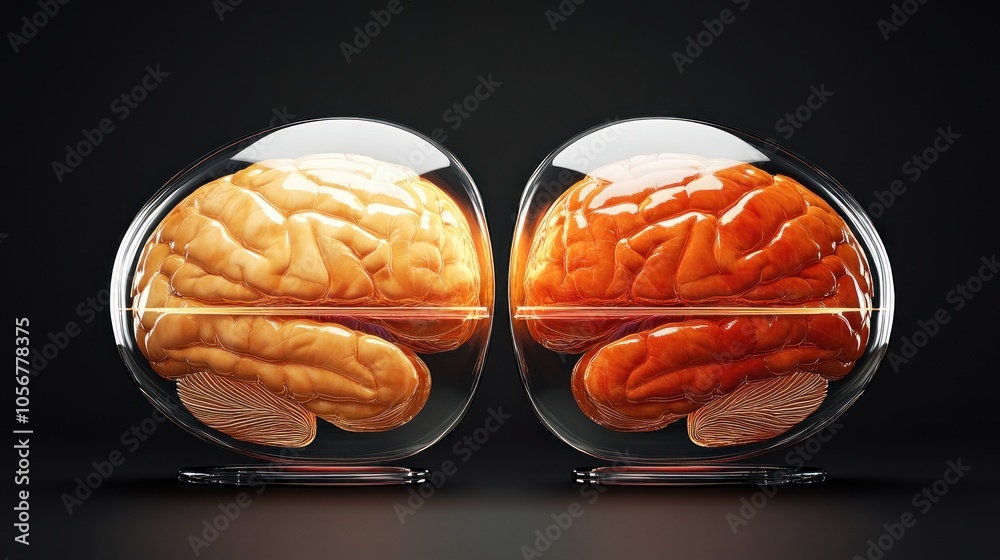 Poster Exploring the intricacies of human cognition a dual brain representation in artistic form