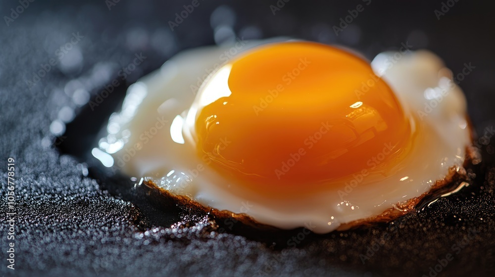 Poster a close up of a radiant egg yolk illuminated by soft light highlighting its rich hue and texture ide