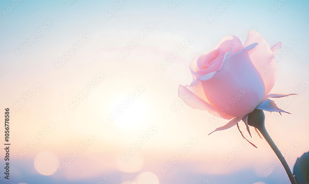 Wall mural bokeh background with pink rose-generative ai