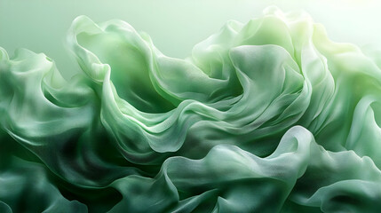 Obraz premium Abstract Green Fabric Waves Background