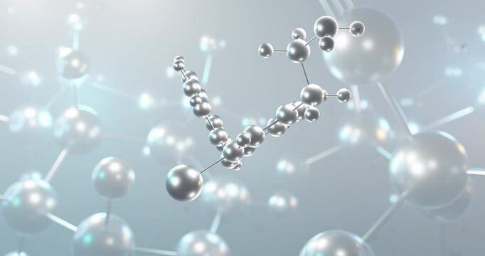 3-Iodothyronamine rotating 3d molecule, molecular structure of endogenous thyronamine, seamless video