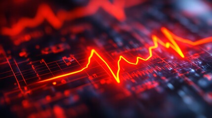 Close-up of a Red Line Graph on a Digital Screen