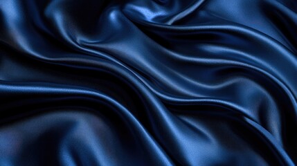 Fototapeta premium This image features flowing deep blue satin silk fabric perfect for use as a background or in high fashion themes